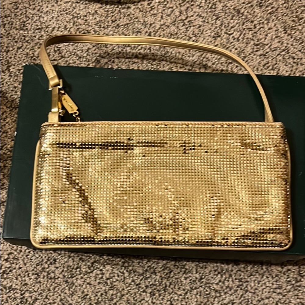 Gold Mesh Wristlet Clutch with Shimmering Design